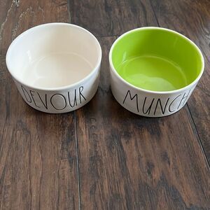 Rae Dunn Devour and Munch Pet Dish / bowl both like new never used for pet food
